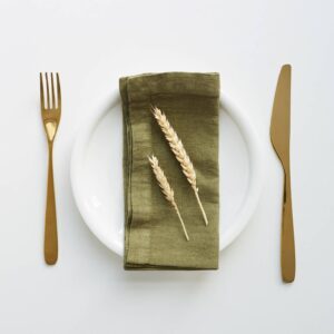 Lot de 2 serviettes en lin Olive